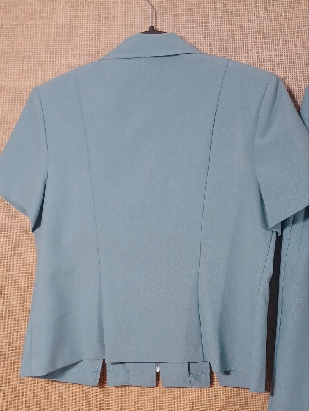 Women's Two-Piece Short Sleeve Jacket & Straight Leg Pants in Light Teal - Picture 8 of 10